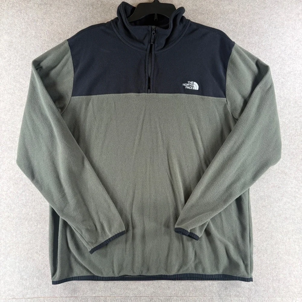 The North Face Fleece‎ Pullover XL Green Black Quarter Zip TKA 100 NF0A48KRBQW